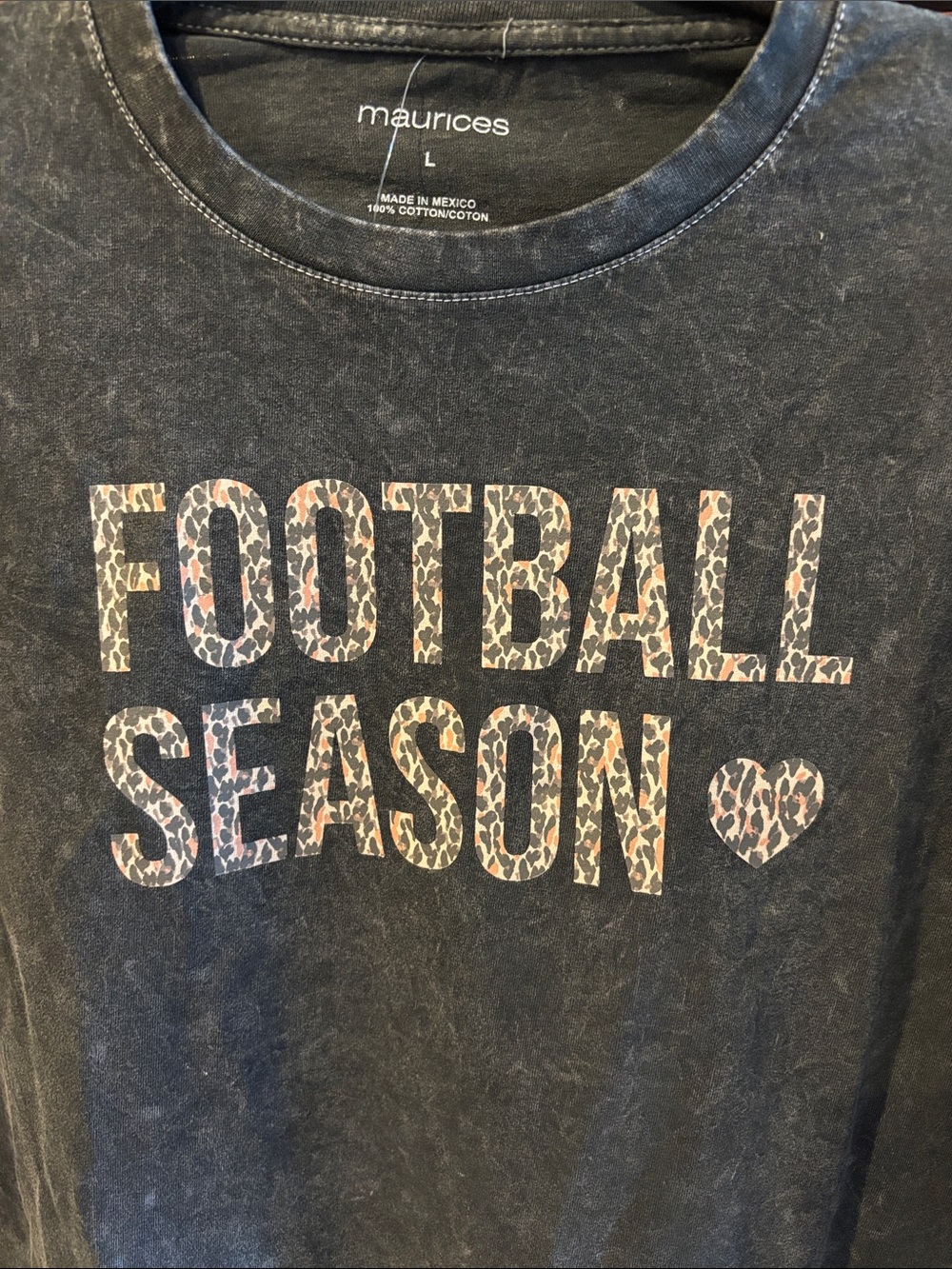 Maurices Black Tee with Leopard 'Football Season' Graphic